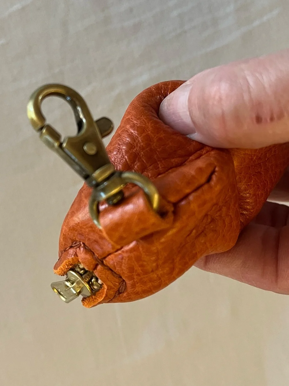 Portland Leather Fortune Cookie Orange Coin Pouch Key Clip